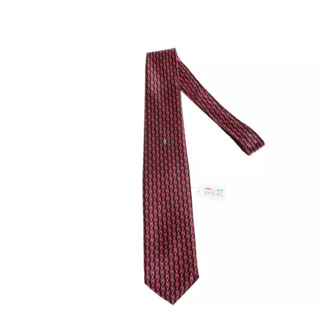 Italo Ferretti NWT Neck Tie Black w/ Red/White Pattern 100% Silk Made in Italy