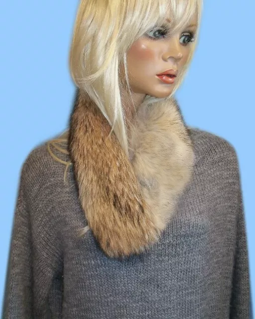 NEW GENUINE CANADIAN COYOTE FUR NECK WRAP-HAT-SCARF-adjustable- GREAT OVER COAT!