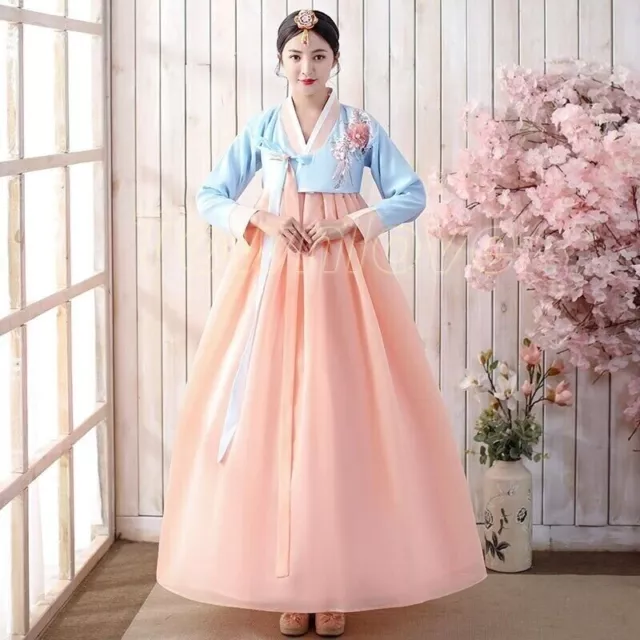 Women Korean Traditional Clothing Dress Female Folk Multicolor Hanbok Set