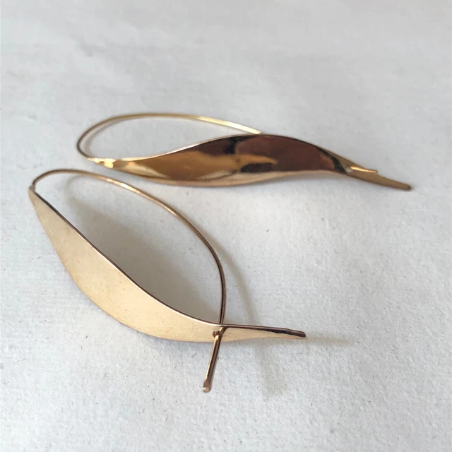 Boucles D'Oreilles Pendantes Signées MICRIS - Vintage Doré - Bijou De Créateur Français