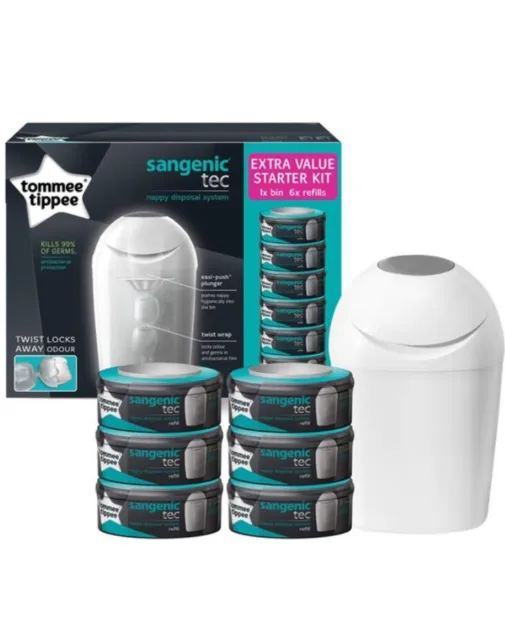 Tommee Tippee Sangenic Nappy Disposal Bin System + 6 Refills
