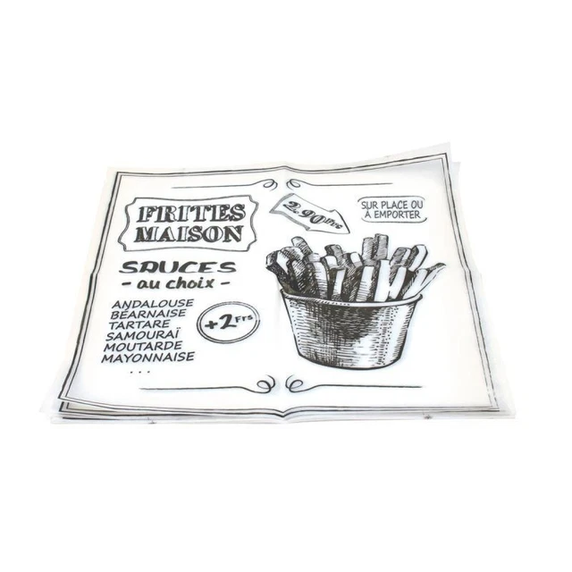 Paris Prix - Lot De 20 Serviettes En Papier "frites Maison" 30x30cm Gris