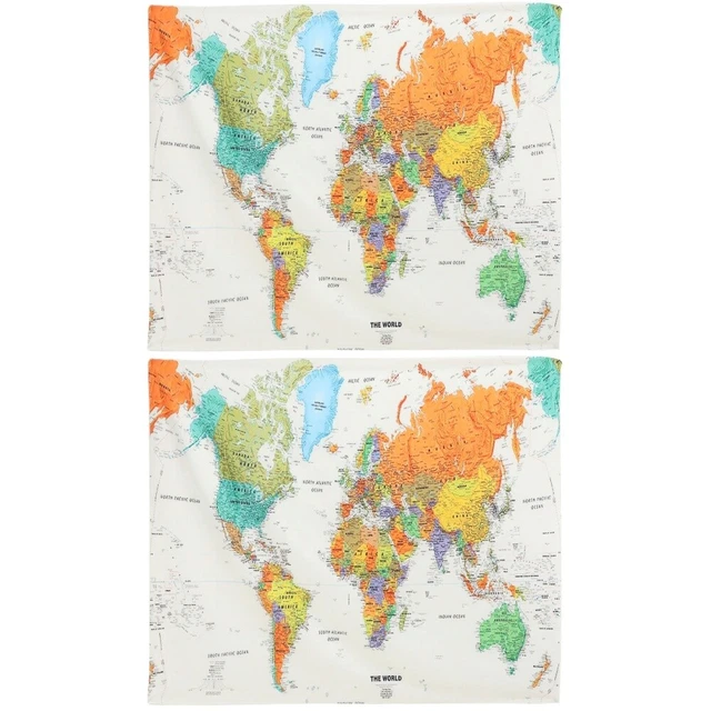 2x Ornamental Widely- Creative map of the world tapestry for Home Decor Gift Opt