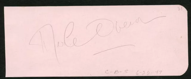 Merle Oberon d1979 signed 2x5 autograph on 6-22-47 at CBS Playhouse Hollywood