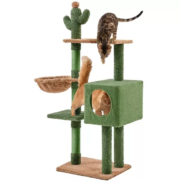 Arbre à Chat Cactus Cachette Panier Poteaux à Griffer Centre d'activités 133 cm