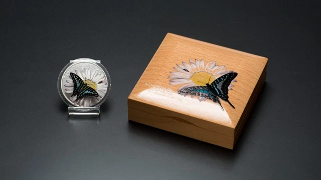 2015 Equatorial Guinea 1000 Francs Graphium Polycenes Butterfly Coin W/ BOX&COA