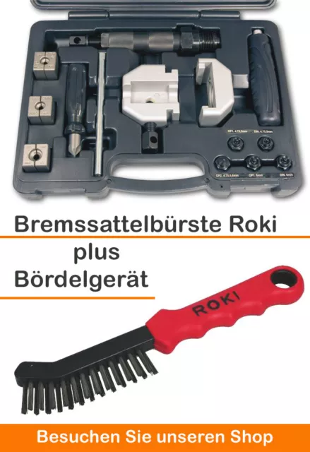 Bördelgerät hydraulisch für Bremsleitungen + Bremssattelbürste Roki Stahlbürste 2