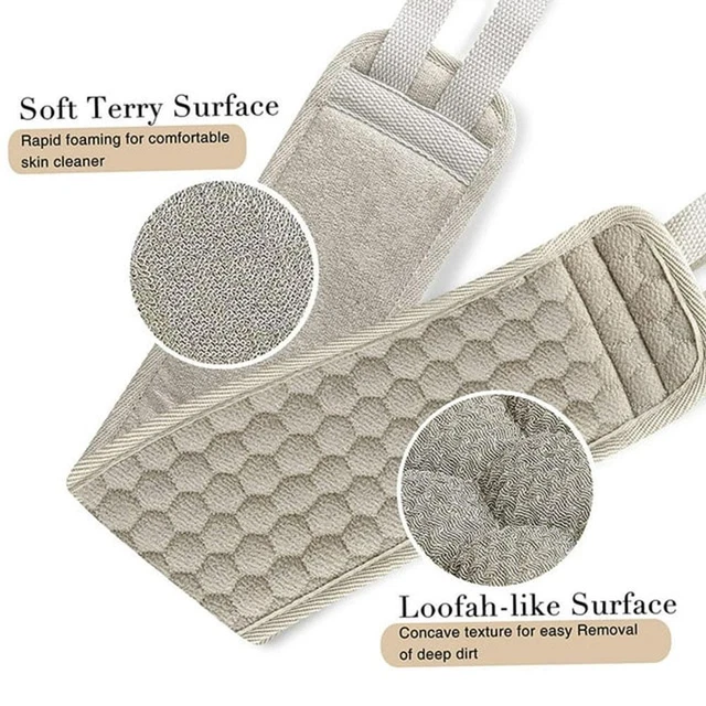 Spazzola da bagno sfregamento asciugamano schienale lungo su due lati scrubber esfoliante cura della pelle