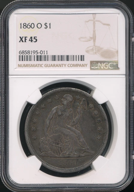 1860-O Seated Liberty Dollar NGC XF 45 *Stone Cold Original Patina!* *No Motto*