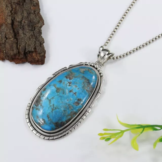 Énorme collier pendentif Navajo Sterling Kingman Turquoise 3 "cadeau de... 3
