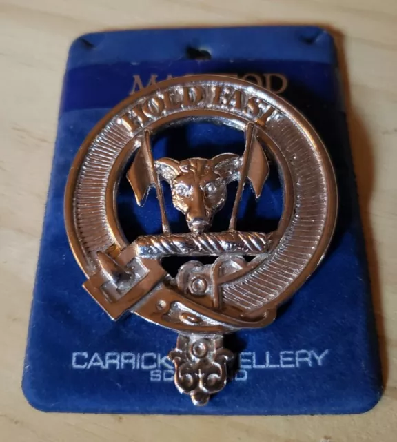 MACLEOD SCOTTISH CLAN Crest Carrick Jewellery Scotland Badge Pin Brooch ...