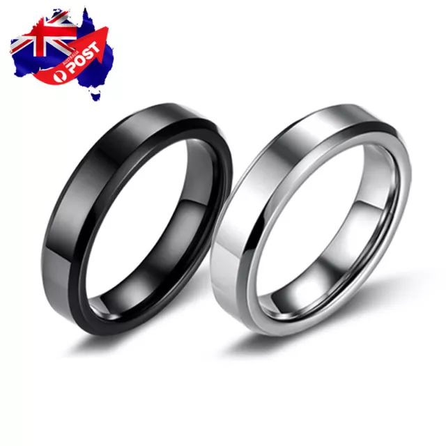 Titanium Stainless Steel 4mm Brushed Finish Men Women Wedding Band Comfort Ring