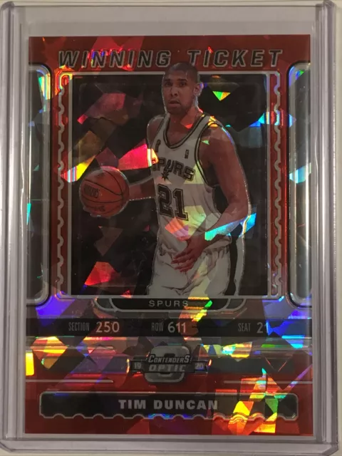 2019/20 Contenders Optic Tim Duncan Wining Ticket Red Cracked Ice #19 Spurs