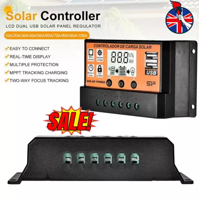 Controlador de carga de batería regulador de panel solar MPPT/PWM 100A 12V/24V doble~