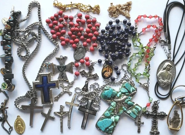 Vtg Lot Repair Parts Rosary Beads Glass Wood Cross Crucifix Hematite Bracelet Vtg Lot Repair Parts Rosary Beads Glass Wood Cross Crucifix Hematite Bracelet
