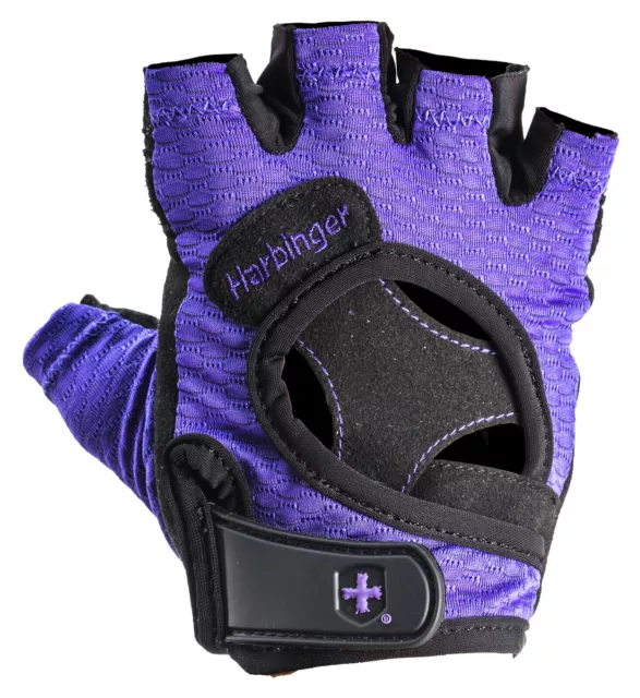 Harbinger Womens FlexFit Weight Lifting Training Half-Finger Gloves Purple