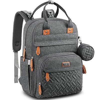 Gris Ankuka Sac à Dos à Langer pour Bébé Sac à Couches Multifonction Imperméable Grande Capacité Sac de Voyage avec Coussin à Langer et Sangles de Poussette 