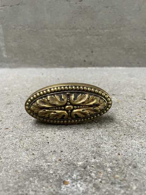 ANCIENNE POIGNÉE DE porte complète en laiton doré, 2 olives, Art Déco