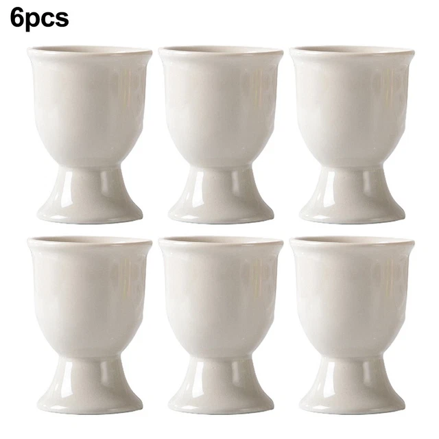 6 Coquetiers En Porcelaine Blanche - Tasses à Oeufs Élégantes 7x5,2 Cm