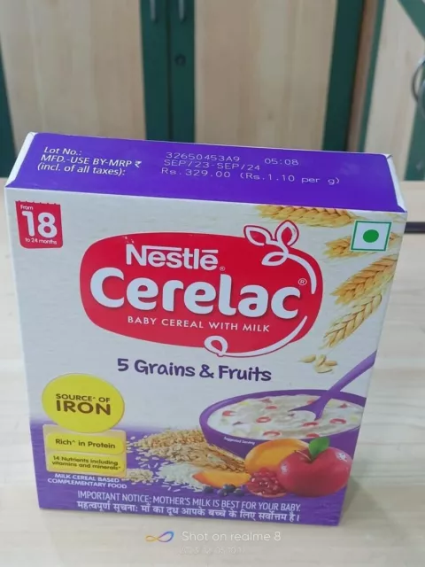 Nestle Cerelac 5 Grains & Fruits Cereal (300 g, 18+ Months) expiry sep/2024 f/s