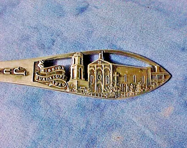 Vtg Juarez Mexico Mission Guadalupe 1549 5-1/2" Pierced Sterling Souvenir Spoon