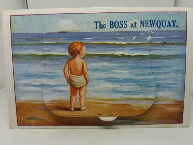 Antike Postkarte ausklappbare Tasche Neuheit 12 Ansichten von Newquay c1910 zierliche Serie
