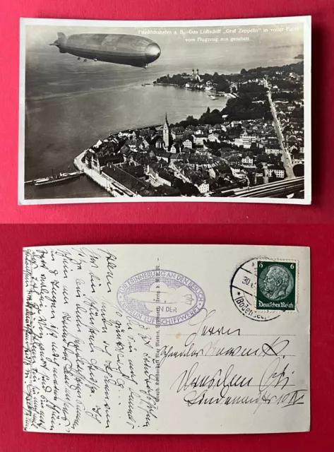 Foto AK FRIEDRICHSHAFEN 1934 Luftschiff Graf Zeppelin über der Stadt    ( 131256