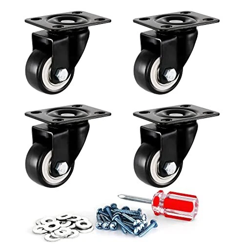 Light Duty Swivel Caster 1.5 inch with Dual Ball Bearings Black PU Noi...