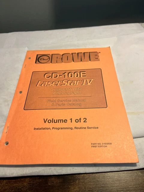 Rowe  CD 100E Laser Star IV Jukebox Manual Volume 1 of 2