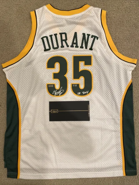 Kevin Durant Signed White SuperSonics Swingman Jersey Panini 08 ROY Inscription