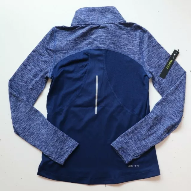 Top Nike Dri Fit Mezza Zip Running Maniche Lunghe Blu Cd7502-492 Ragazze Xs S 6-8-10Y 2
