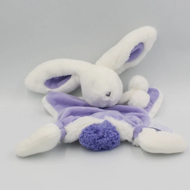Doudou et Compagnie plat lapin blanc mauve Pompon Lavande - 27831