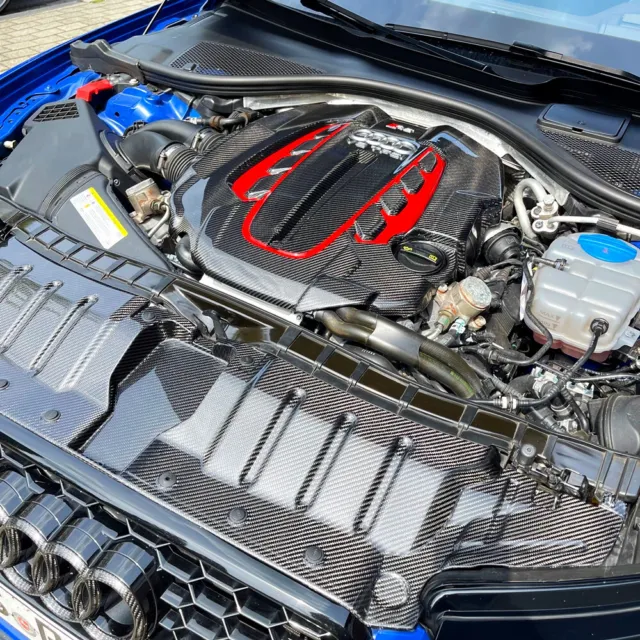 Audi RS7 C7 carbon set radiator + cover motore / portaserratura + coperchio motore %