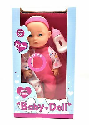 10" baby doll con suoni e Biberon Bambini Bambine Cuddle Toy regalo di Natale