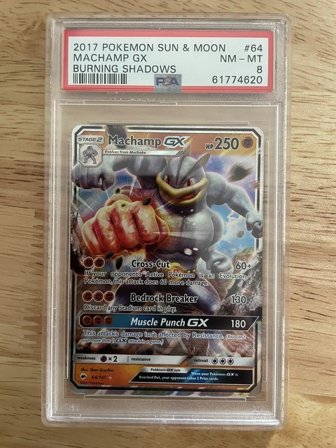 64/147 Machamp GX Burning Shadows PSA 8