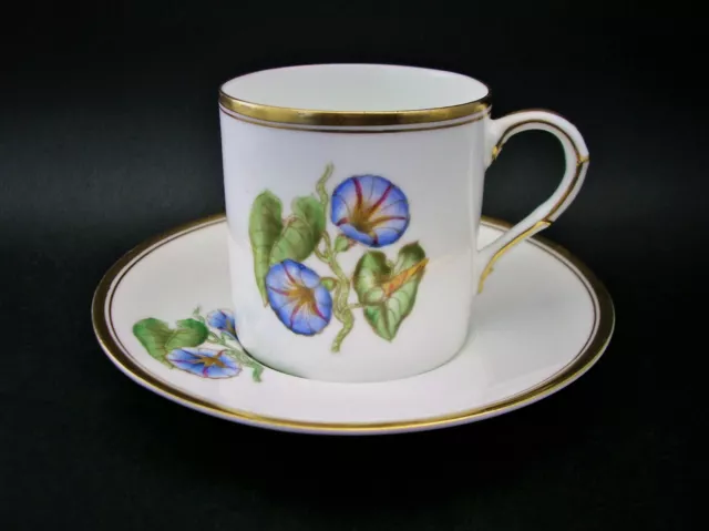 Vintage Royal Worcester Bone China Convolvulus Coffee Can Demi Cup Saucer c1955