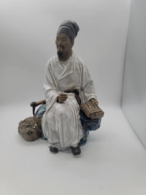 Antique Vintage Shinwa Chinese Wise Man  Glazed Pottery  Figurine