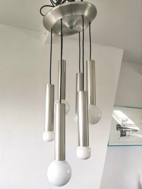 Suspension cascade tubes 6 lumières design années 70