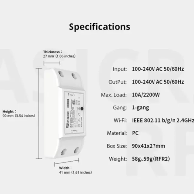 Módulo de conmutador inalámbrico WiFi para hogar inteligente SONOFF ITEAD para control de aplicaciones iOS Android- 3