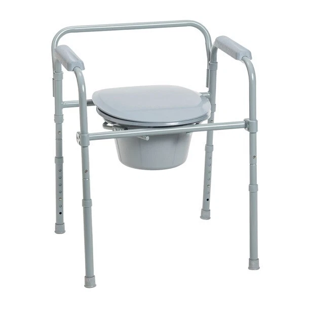 DRIVE MEDICAL STEEL Folding Deep Seat Bedside Commode, Gray $22.90 - PicClick