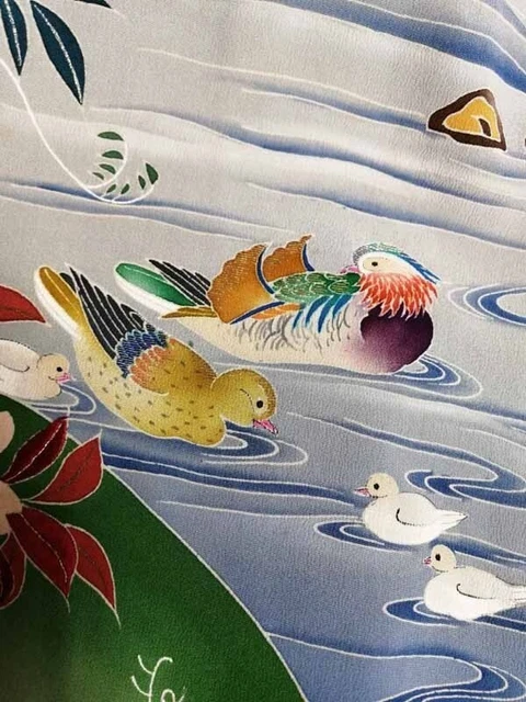 Japanese Kimono Furisode Luxurious Wedding Embroidery Pure Silk Flower K538 6