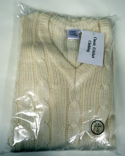 Classic Cricket Long Sleeve Knitted Sweater Jumper Whites Small Boys & Boys