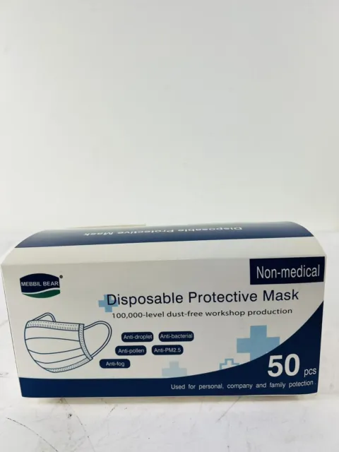 Disposable face mask, 50-pack
