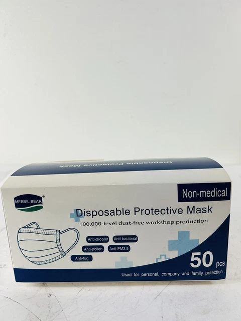 Disposable face mask, 50-pack