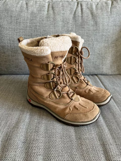 TAN LEATHER WATERPROOF faux fur lined Snow boots Nevica UK Women s size 6 15.00 PicClick UK