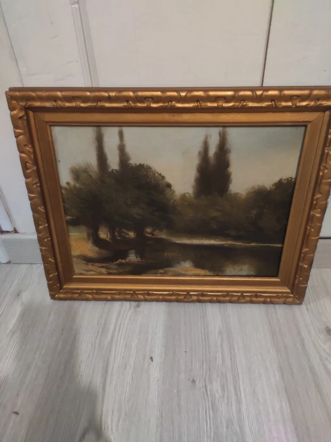 ANCIEN TABLEAU HUILE sur toile encadrement bois doré EUR 28,00