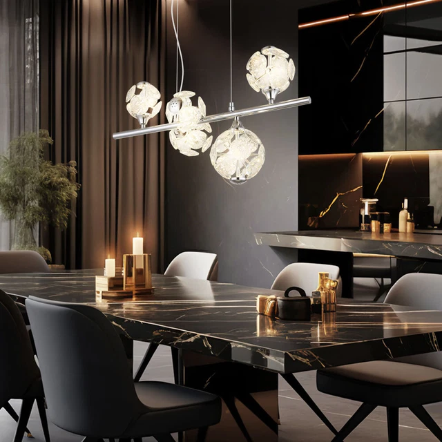 Lampadario LED Legno Per Cucina Dimmerabile - Telecomando E App Control, Regolabile In Altezza 120cm - Foto 5