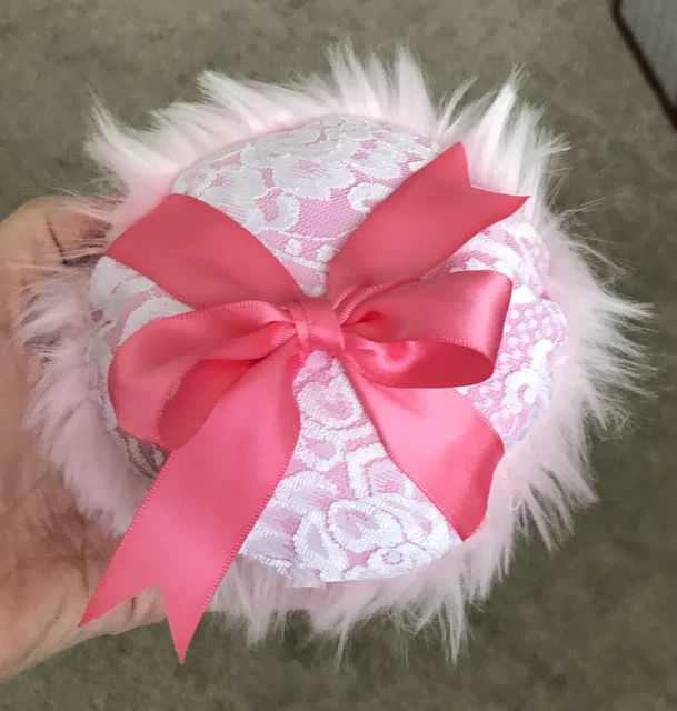 BODY DUSTING POWDER Talcum PUFF Applicator Large 5” Pink Lace Made In