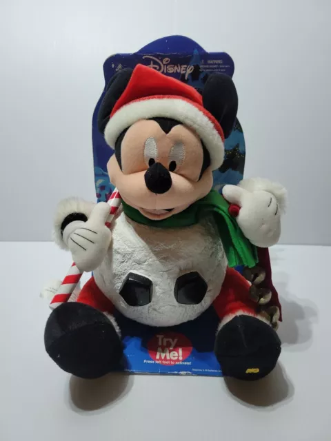 Vtg New Disney Mickey Mouse Plush Lights Music Deck The Halls Christmas Bells