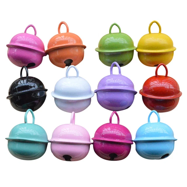 30 un. mini campanas redondas de metal con campana pintada de colores de 22 mm adornos de joyería